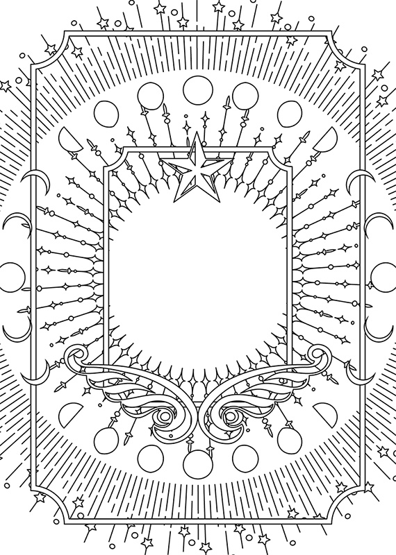 【印刷用】ファンタジーフレーム素材「1色刷り用素材」