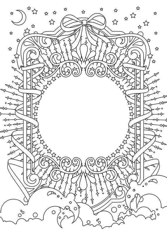 【印刷用】ファンタジーフレーム素材「1色刷り用素材」