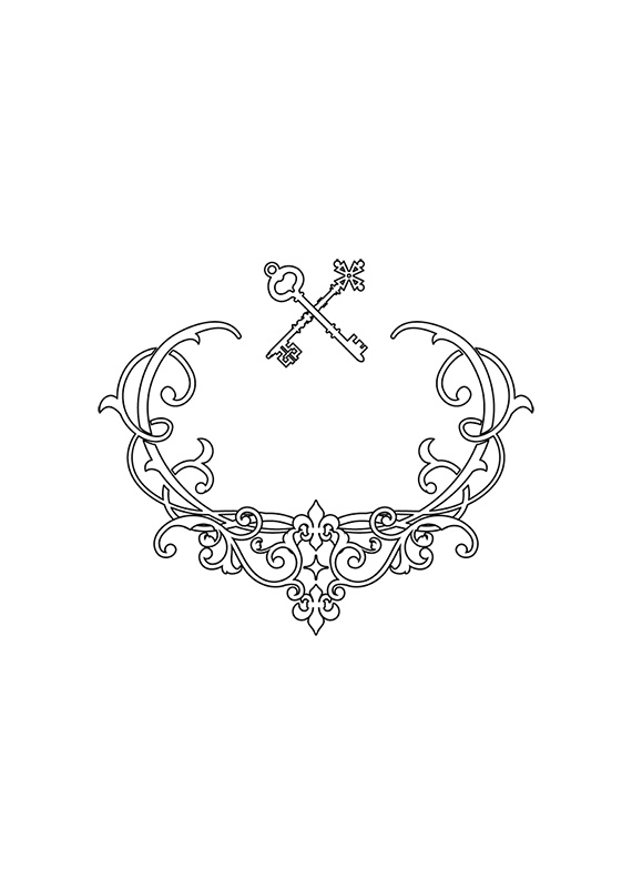 【印刷用】ファンタジーフレーム素材「1色刷り用素材」