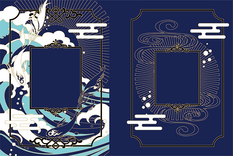 【印刷用】和風ファンタジーフレーム素材「同人誌A5判テンプレート素材」