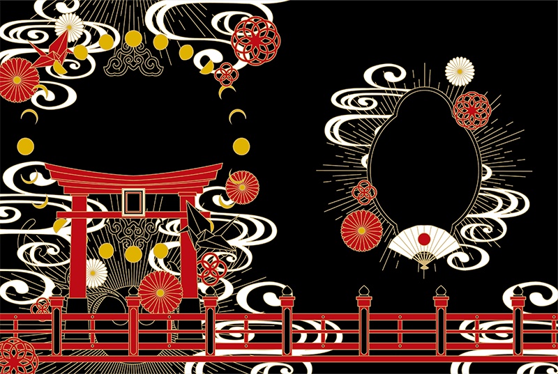 【印刷用】和風ファンタジーフレーム素材「同人誌A5判テンプレート素材」