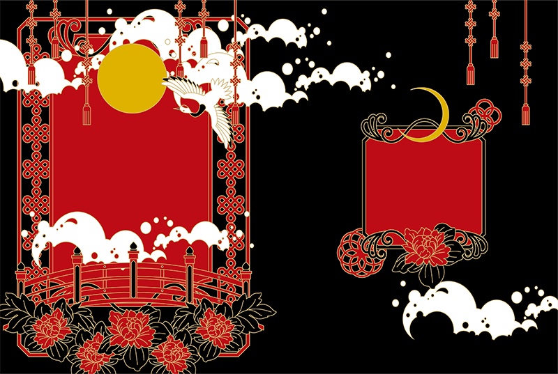 【印刷用】和風ファンタジーフレーム素材「同人誌A5判テンプレート素材」