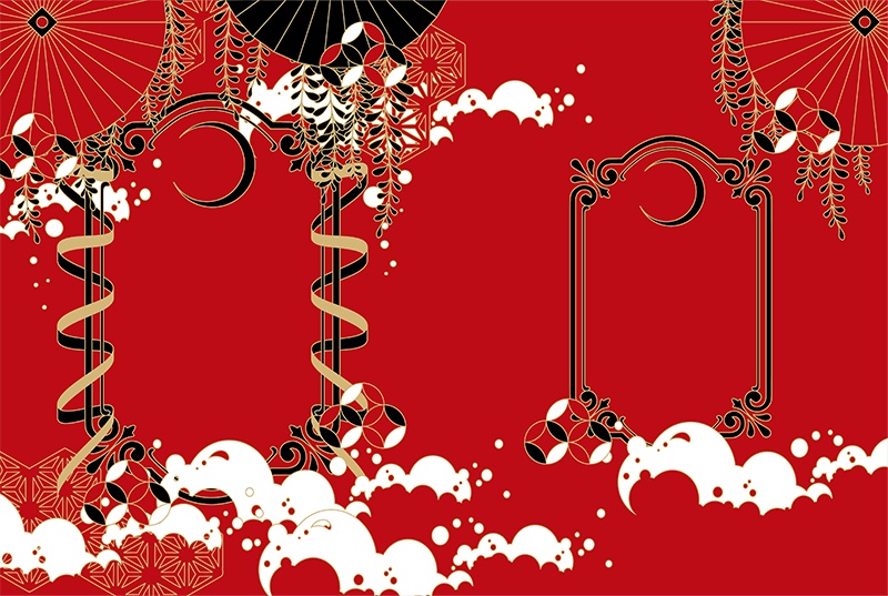 【印刷用】和風ファンタジーフレーム素材「同人誌A5判テンプレート素材」