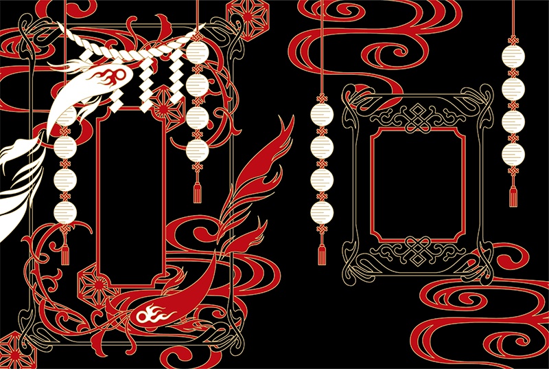 【印刷用】和風ファンタジーフレーム素材「同人誌A5判テンプレート素材」