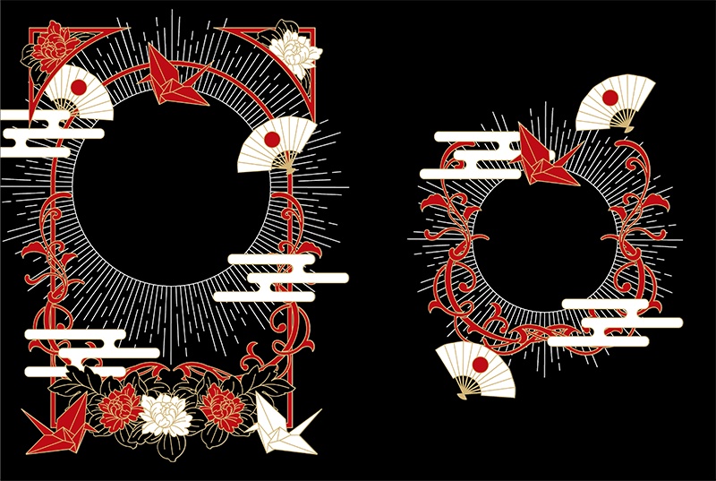 【印刷用】和風ファンタジーフレーム素材「同人誌A5判テンプレート素材」