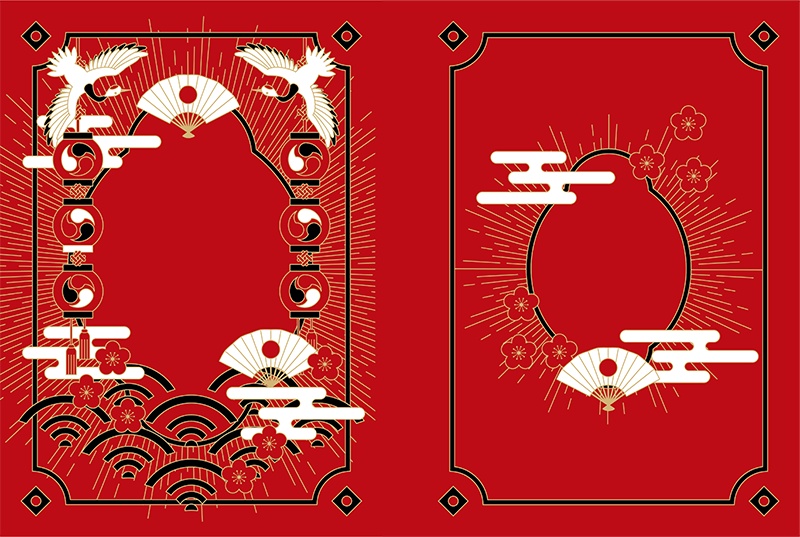 【印刷用】和風ファンタジーフレーム素材「同人誌A5判テンプレート素材」