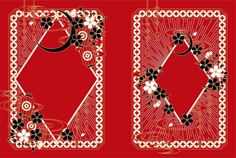 【印刷用】和風ファンタジーフレーム素材「同人誌A5判テンプレート素材」