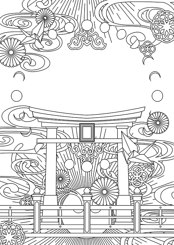 【印刷用】和風ファンタジーフレーム素材「1色刷り用素材」