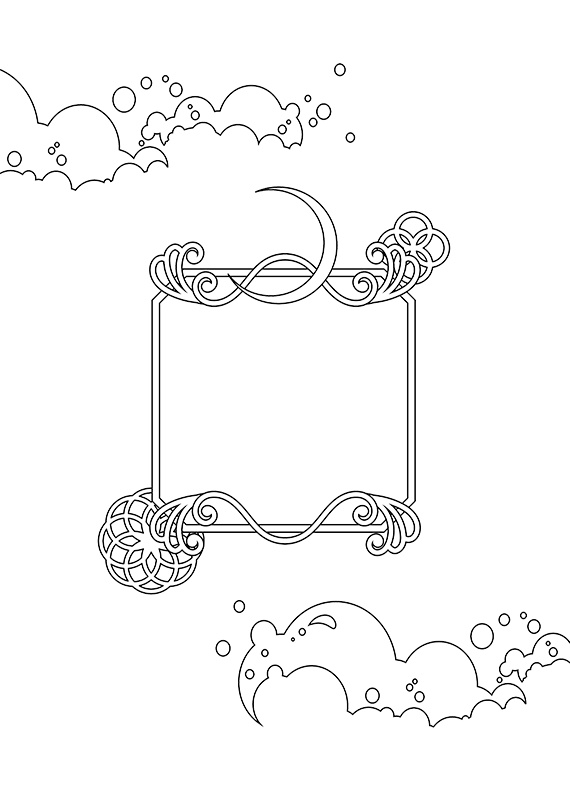 【印刷用】和風ファンタジーフレーム素材「1色刷り用素材」