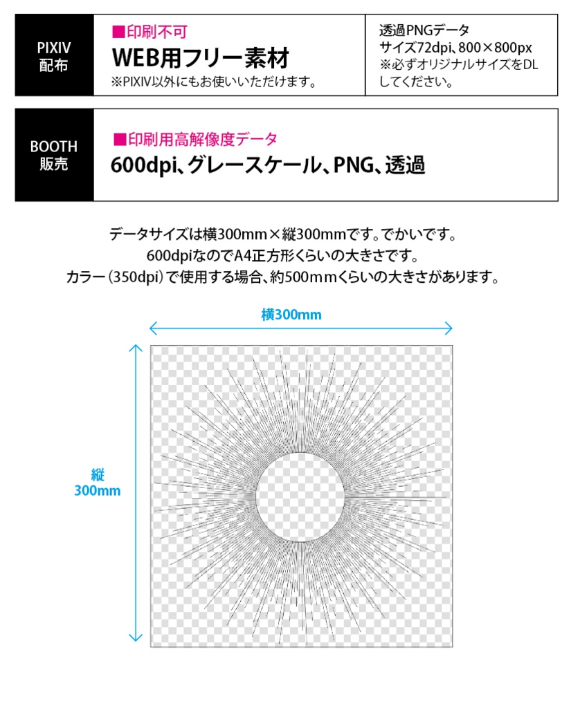 【印刷用】サンバースト素材