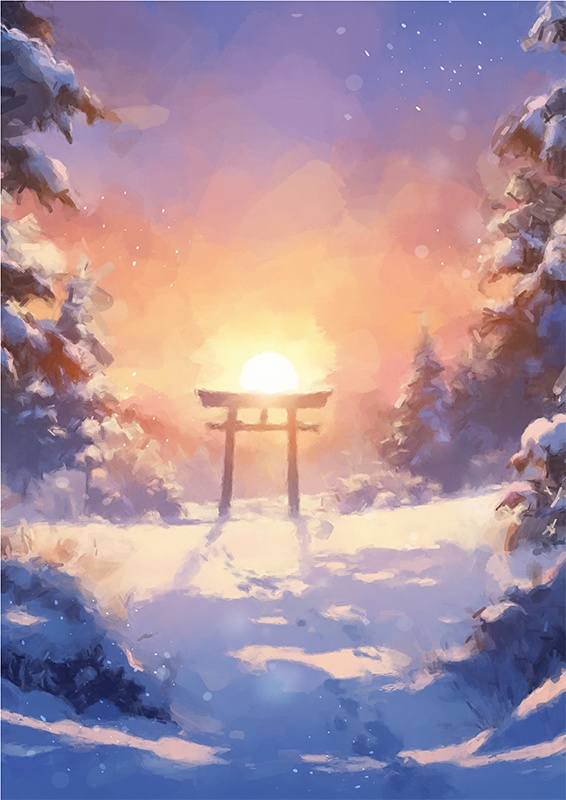 印刷用「日本の雪景色イラスト素材」