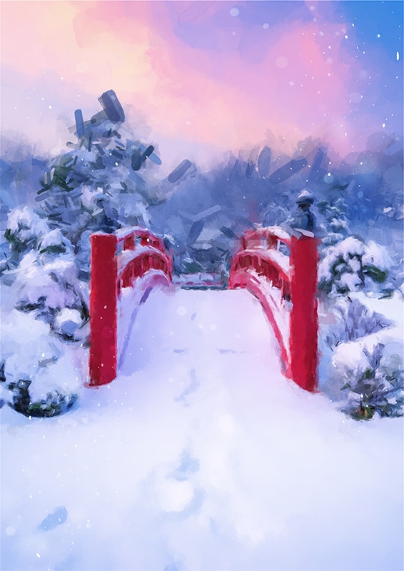 印刷用「日本の雪景色イラスト素材」