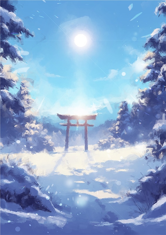 印刷用「日本の雪景色イラスト素材」