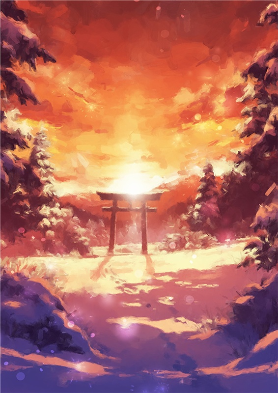 印刷用「日本の雪景色イラスト素材」