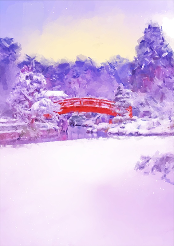 印刷用「日本の雪景色イラスト素材」