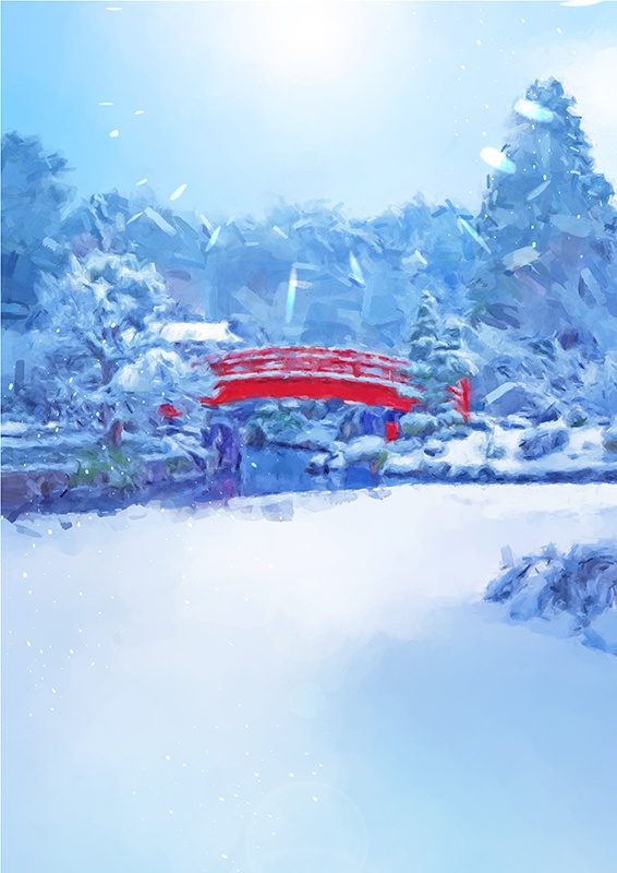 印刷用「日本の雪景色イラスト素材」