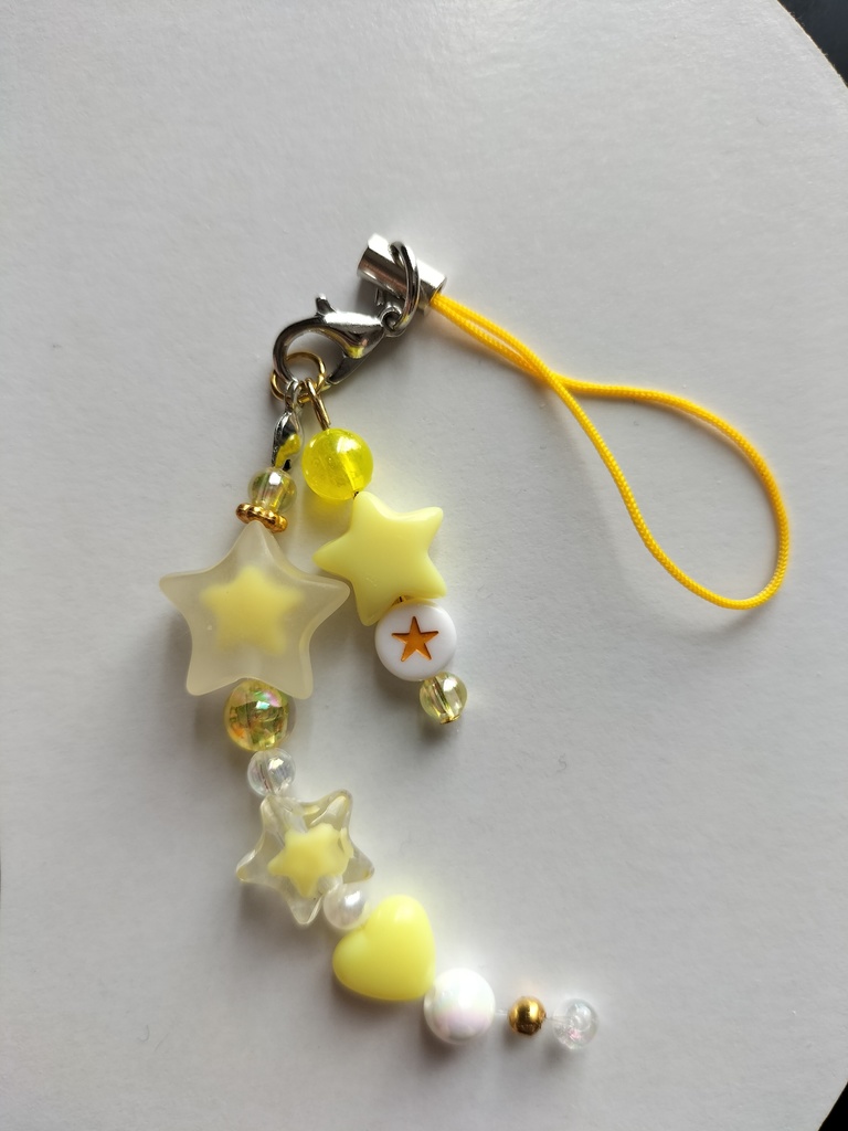 ビーズキーホルダー/ミニスター・ピンク