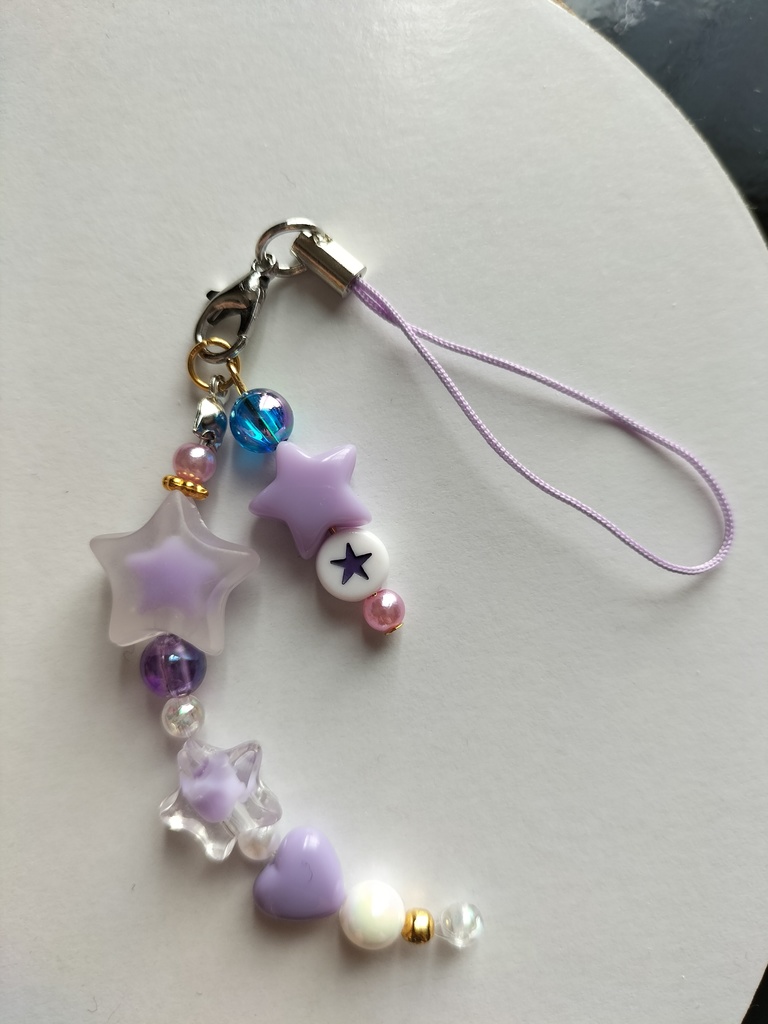 ビーズキーホルダー/ミニスター・ピンク