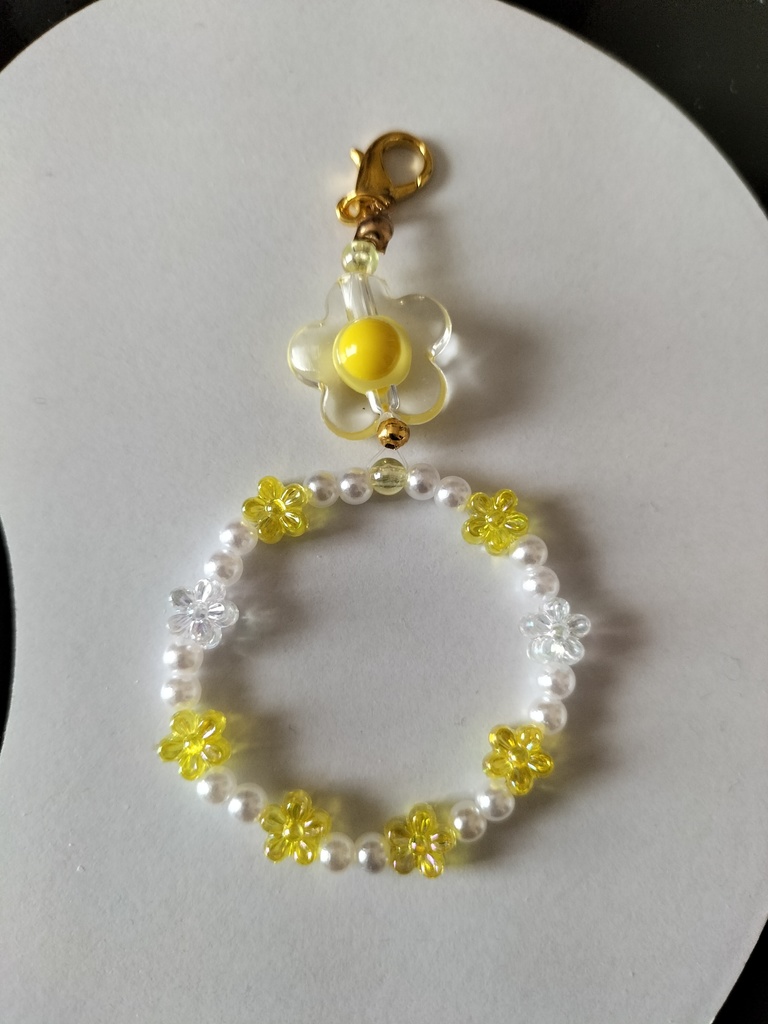 ビーズキーホルダー/プチフラワー・ブルー