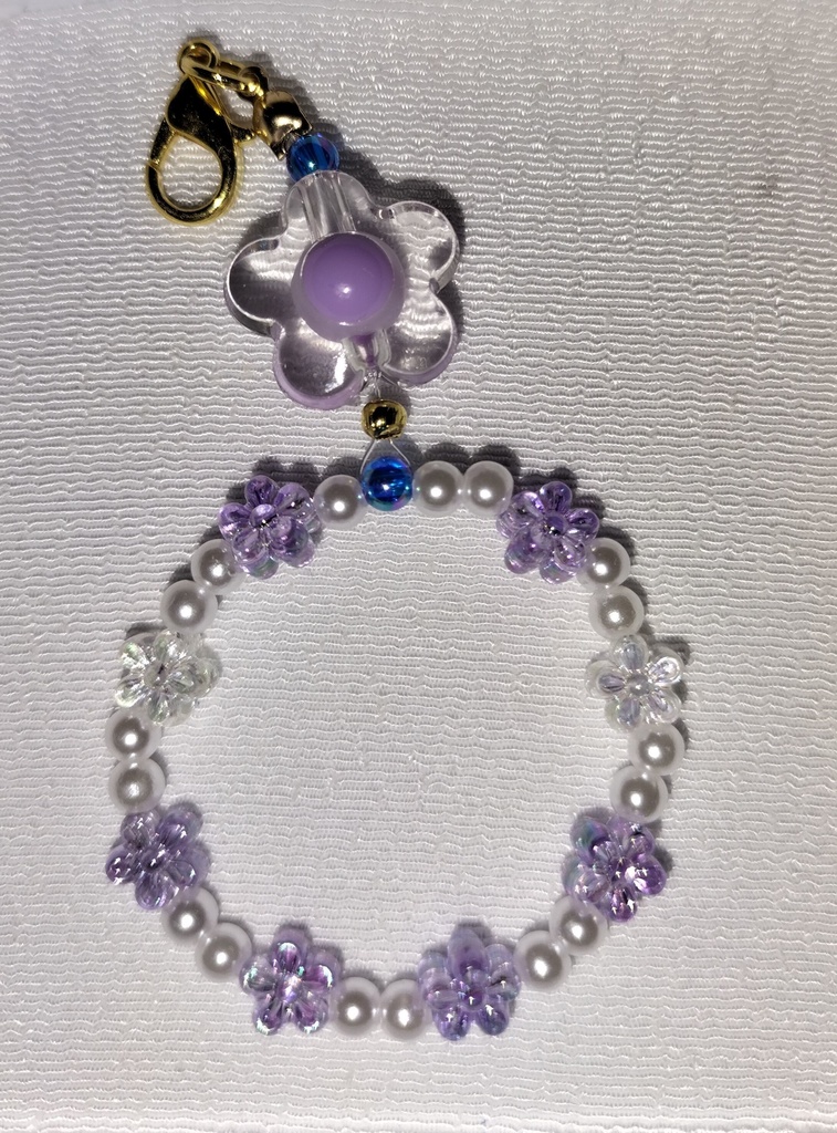 ビーズキーホルダー/プチフラワー・ブルー