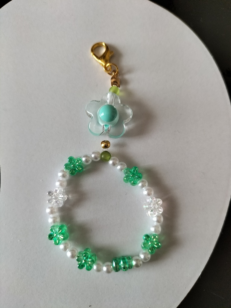 ビーズキーホルダー/プチフラワー・ブルー