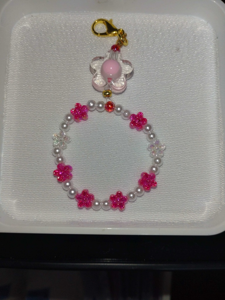 ビーズキーホルダー/プチフラワー・ブルー