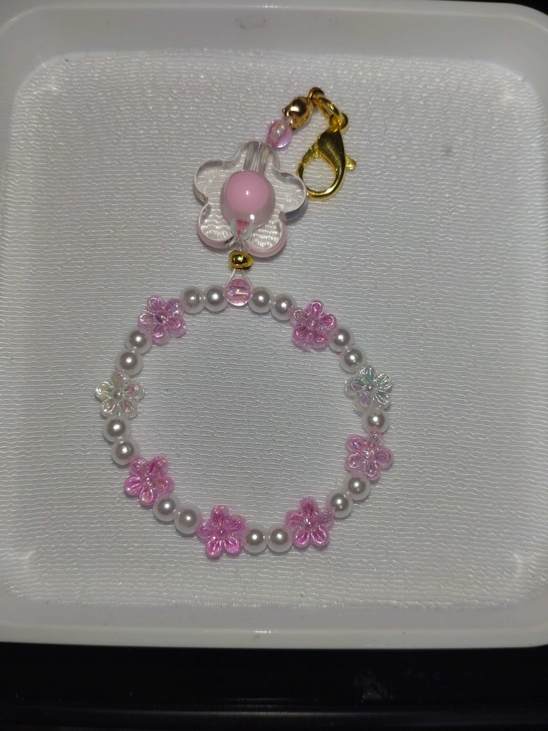 ビーズキーホルダー/プチフラワー・ブルー