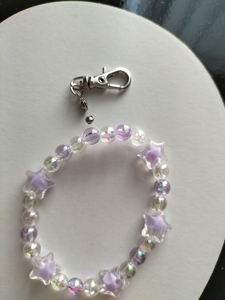 ビーズキーホルダー/プチスター・ピンク