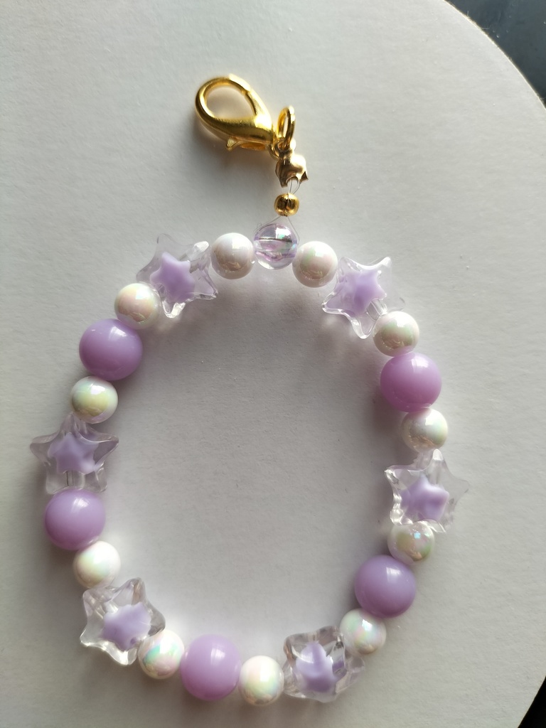 ビーズキーホルダー/プチスター・ピンク