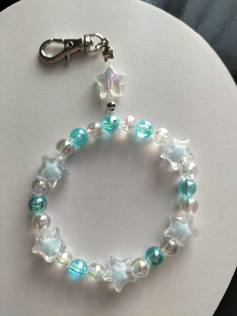 ビーズキーホルダー/プチスター・ピンク