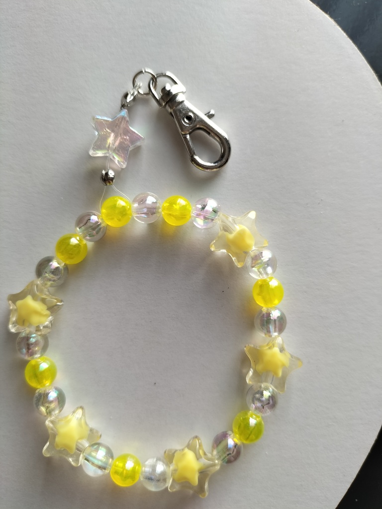 ビーズキーホルダー/プチスター・ピンク