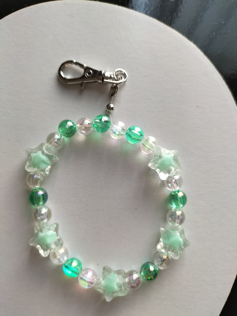 ビーズキーホルダー/プチスター・ピンク