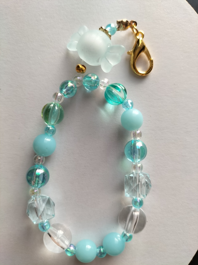 ビーズキーホルダー/キャンディ・ブルー