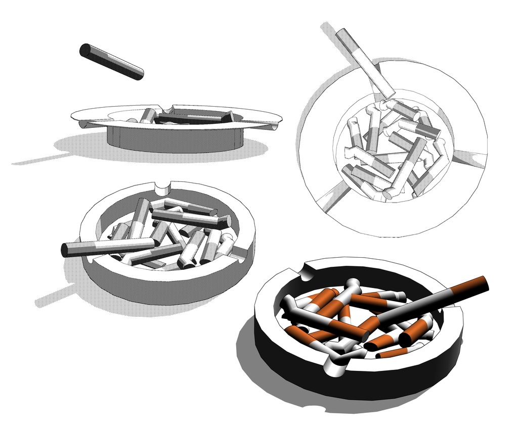 【3D】灰皿と吸い殻(cs3o)クリスタ専用