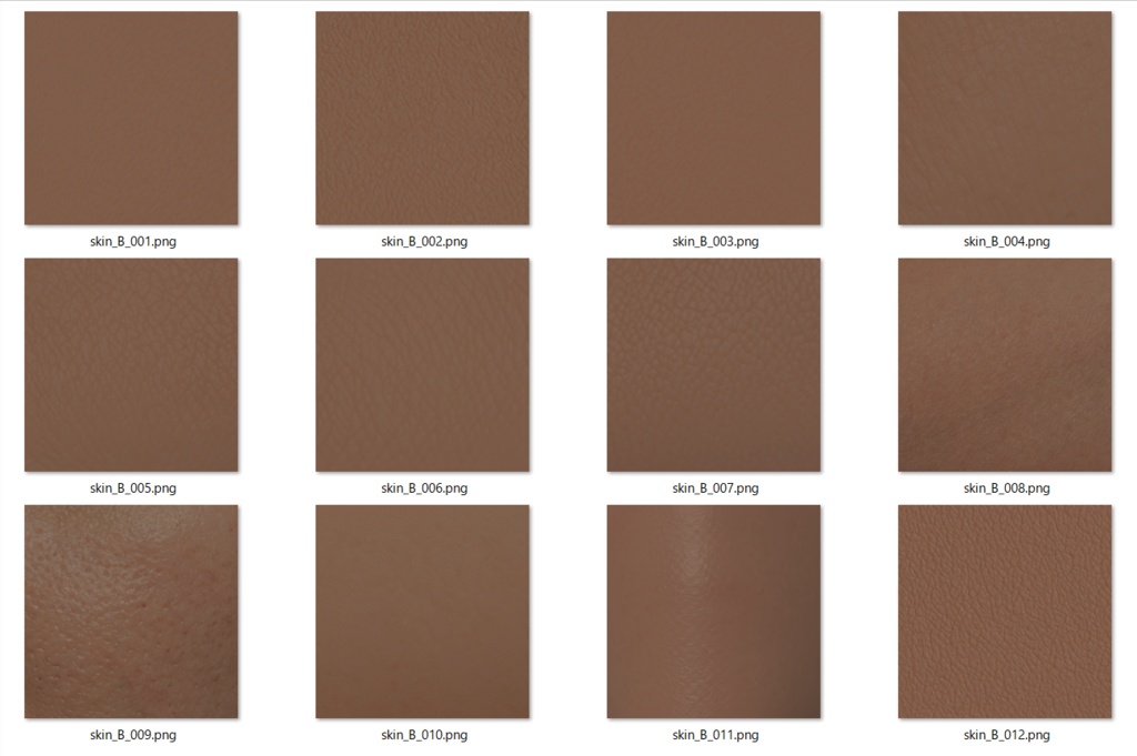 リアルな人の肌のテクスチャ 36種類