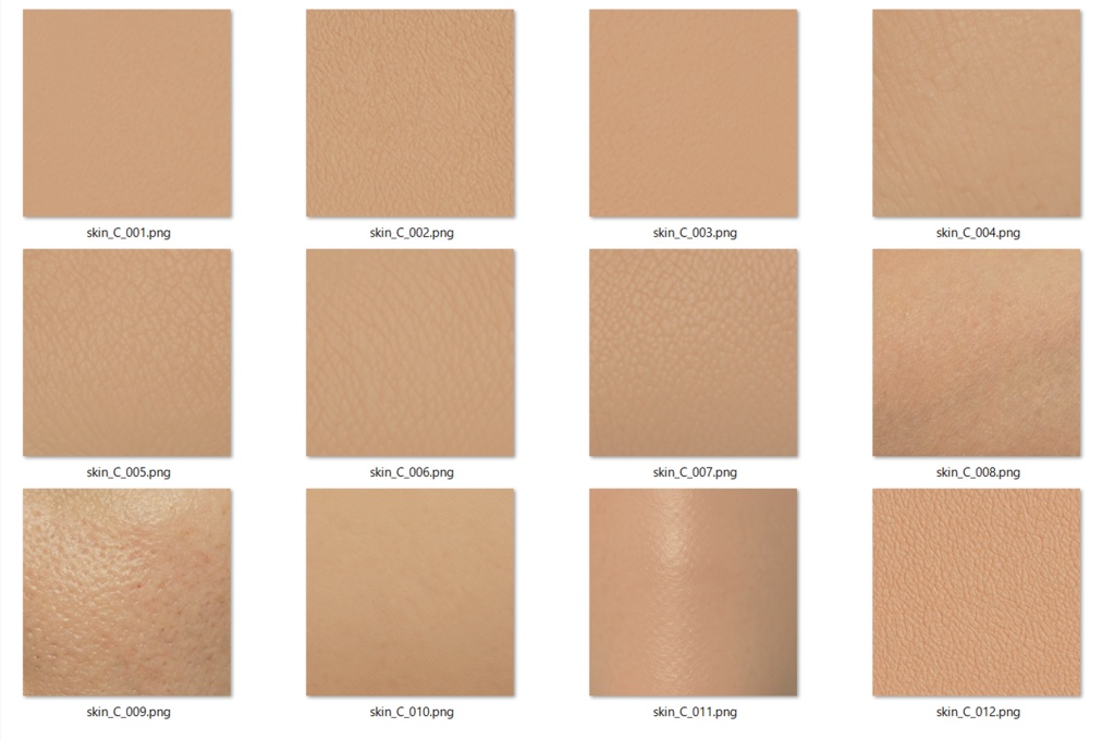 リアルな人の肌のテクスチャ 36種類