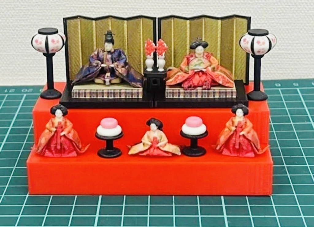 ミニチュア★ひな人形2段セット★雛人形★ドールハウスに★フィギュア★完成品★塗装済完成品★