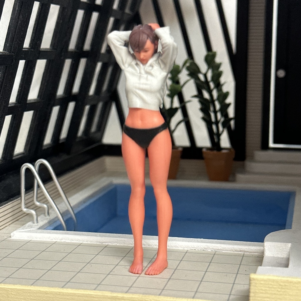 1/18 オーシャンコスモス うさぎパーカー フィギュア 完成品 リアルフィギュア ミニカーに ジオラマに ミニチュアイメージ 塗装済完成品