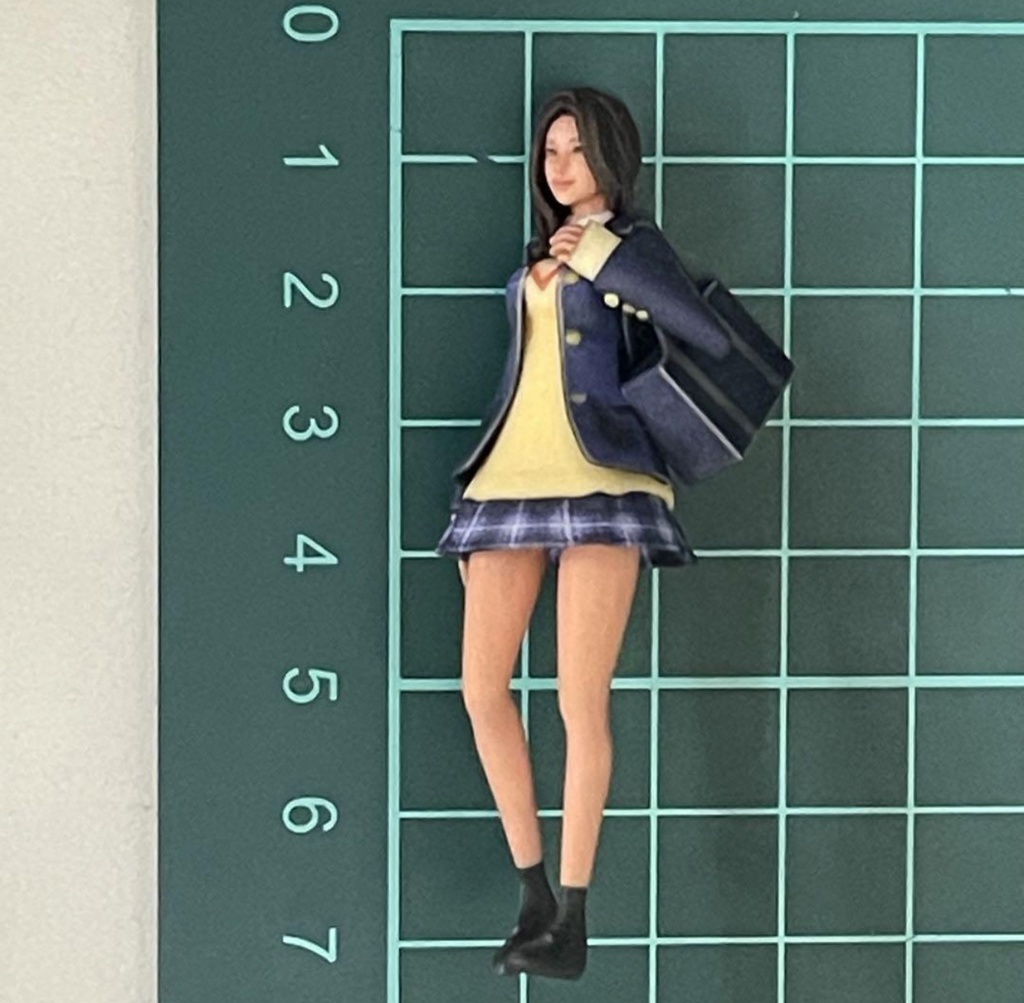 1/24 JK 憧れの制服 女子高生 フィギュア リアルフィギュア ミニチュアイメージ 完成品 塗装済完成品 ミニカーに ジオラマに 3D人物 人物3D 3Dフィギュア 3Dプリンター フルカラー3Dプリンター