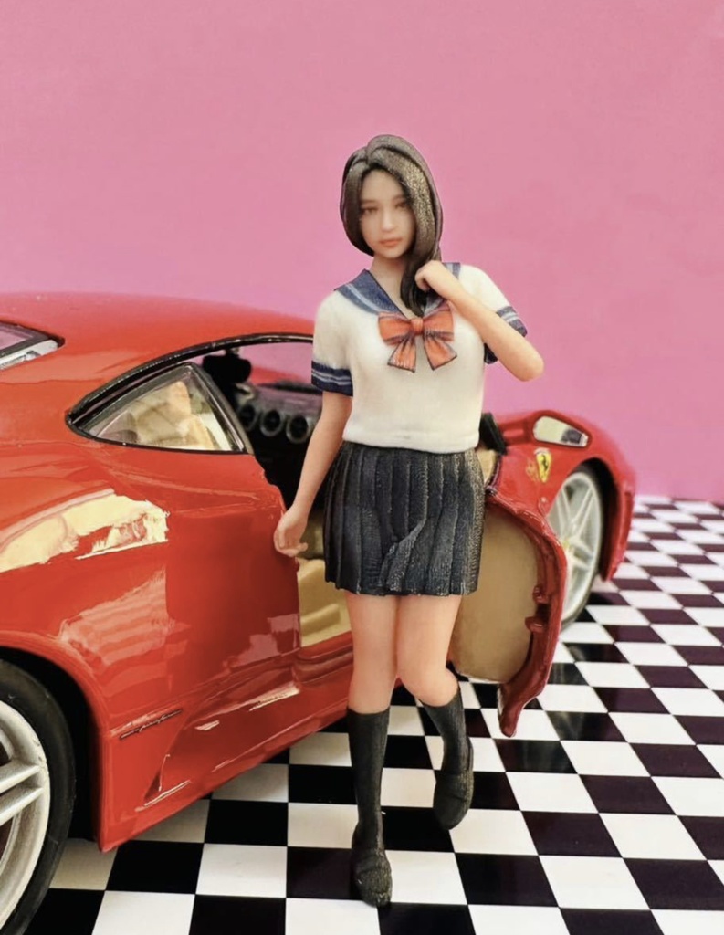 1/24 JK5 女子高生 フィギュア リアルフィギュア 完成品 ミニチュアイメージ ミニカーに ジオラマに 3Dフィギュア 3D人物 人物3D フルカラー3Dプリンター