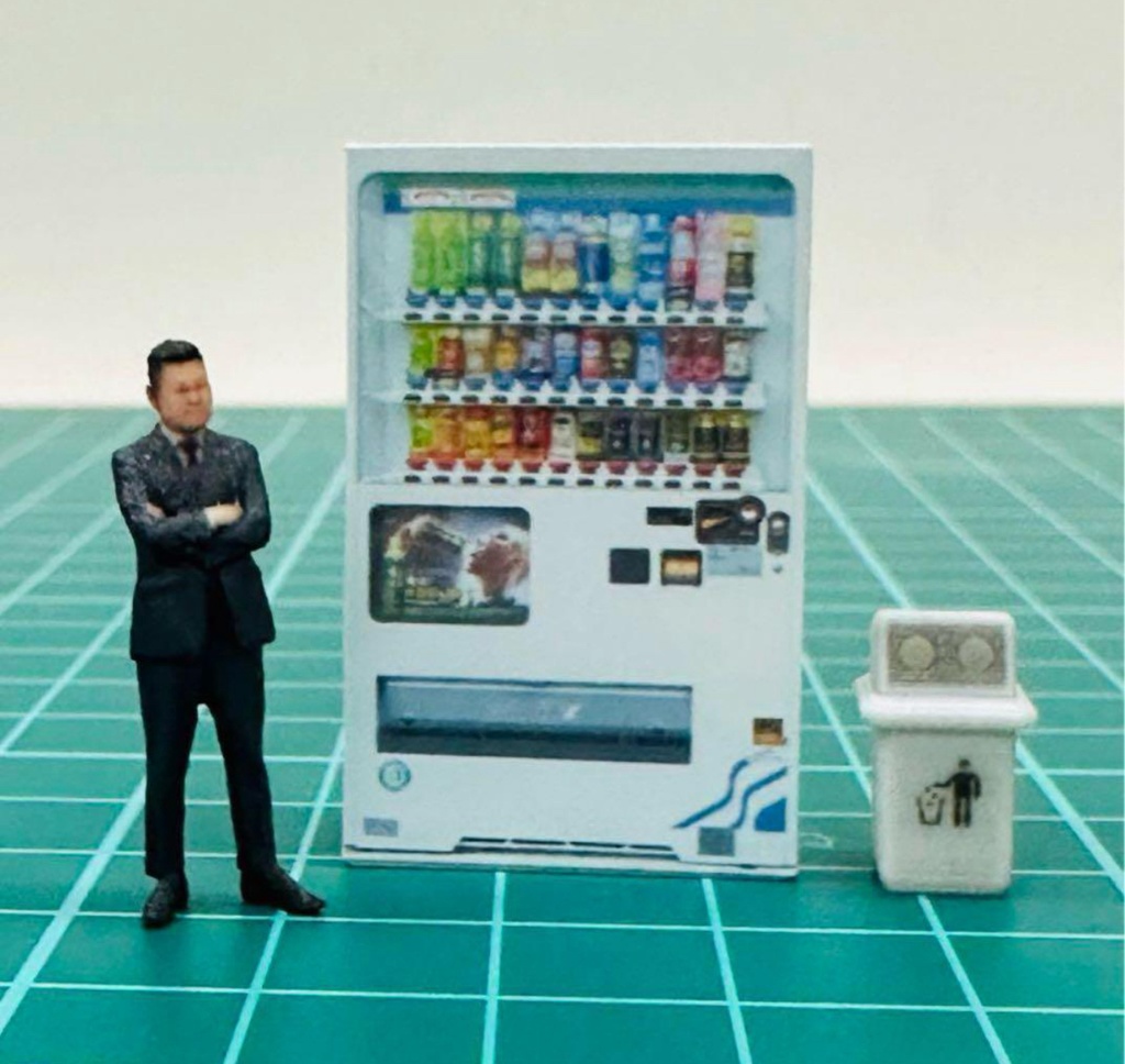 1/64 自販機と空き缶入れ フィギュアに リアルフィギュアに ミニカーに ジオラマに ミニチュアイメージ 3Dプリンター