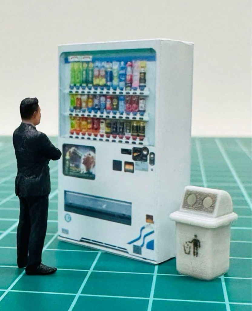 1/64 自販機と空き缶入れ フィギュアに リアルフィギュアに ミニカーに ジオラマに ミニチュアイメージ 3Dプリンター