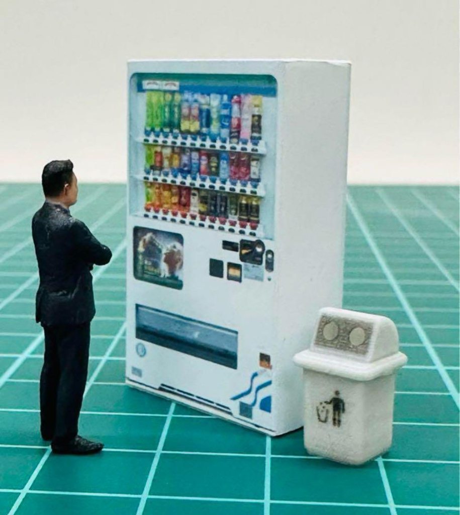 1/64 自販機と空き缶入れ フィギュアに リアルフィギュアに ミニカーに ジオラマに ミニチュアイメージ 3Dプリンター