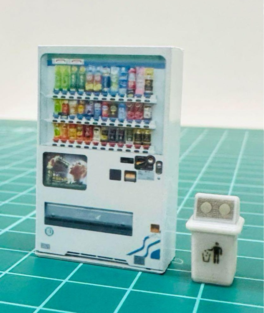 1/64 自販機と空き缶入れ フィギュアに リアルフィギュアに ミニカーに ジオラマに ミニチュアイメージ 3Dプリンター