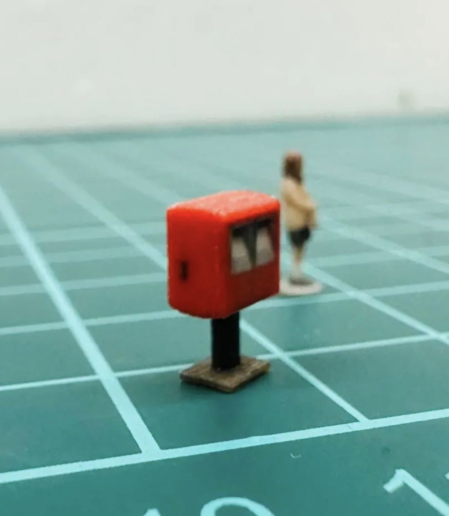 Nゲージ 1/150 ポスト 二口タイプ 鉄道模型 ジオラマに レイアウトに ミニチュア ミニチュアイメージ フルカラー3Dプリンター