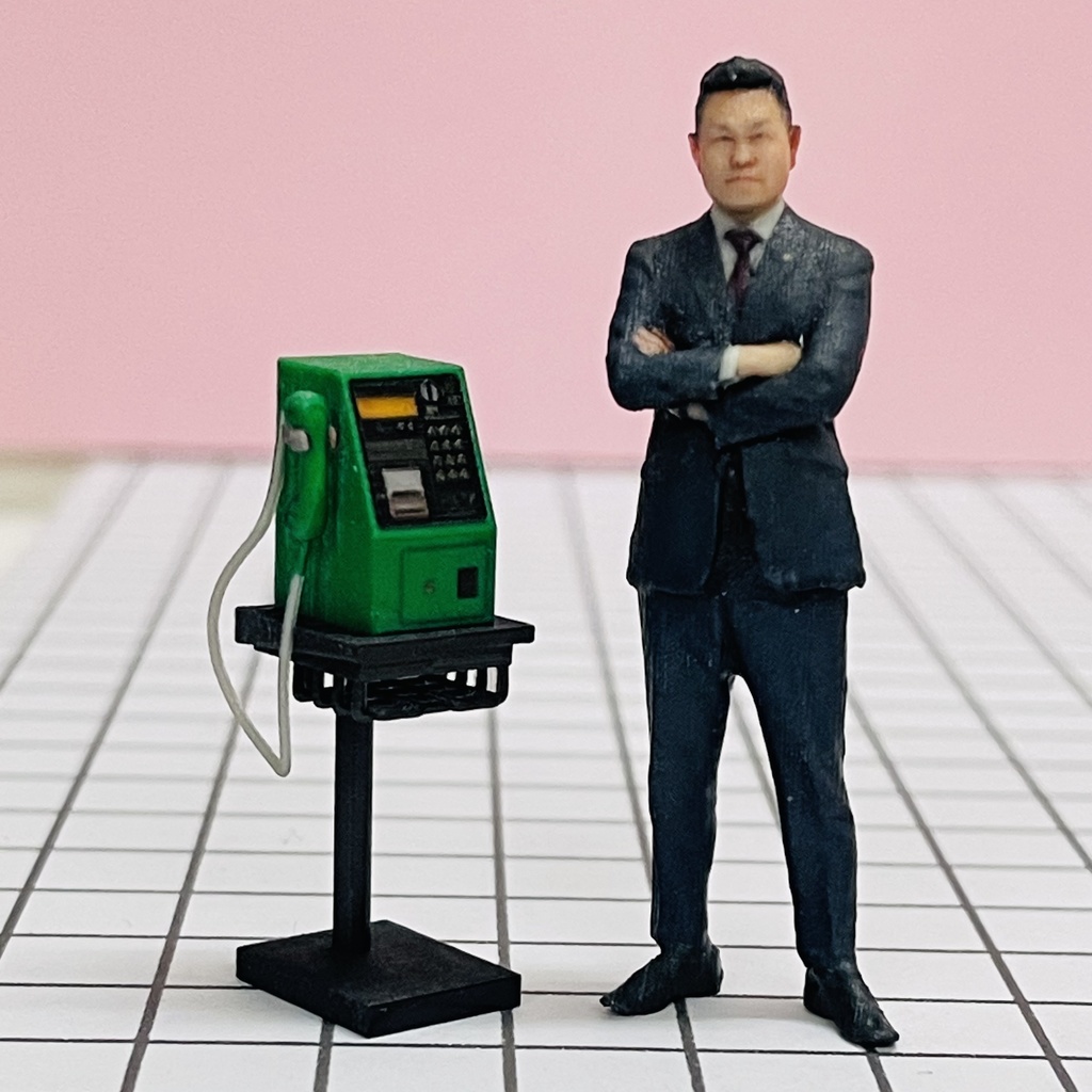 1/32 電話 公衆電話 ミニチュア フィギュアに リアルフィギュアに 完成品 ミニカーに ジオラマに ミニチュアイメージ フルカラー3Dプリンター 3Dプリンター