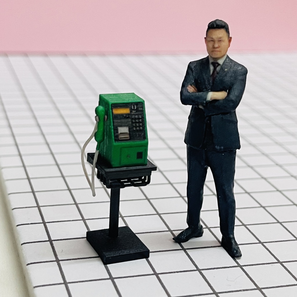 1/32 電話 公衆電話 ミニチュア フィギュアに リアルフィギュアに 完成品 ミニカーに ジオラマに ミニチュアイメージ フルカラー3Dプリンター 3Dプリンター