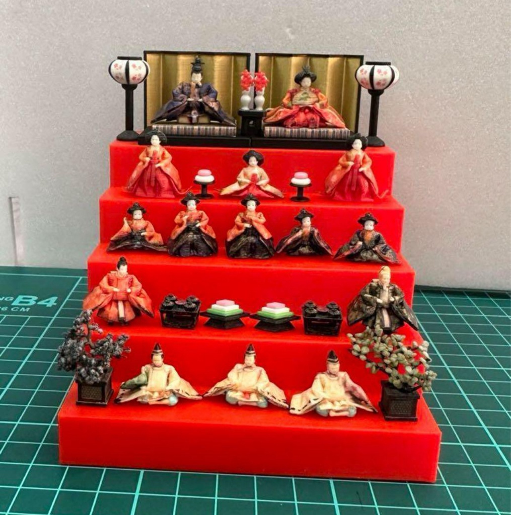 ミニチュア ひな人形 5段 ドールハウスに フィギュア 完成品 リアルフィギュア ミニチュアイメージ フルカラー3Dプリンター 雛人形 ひなまつり