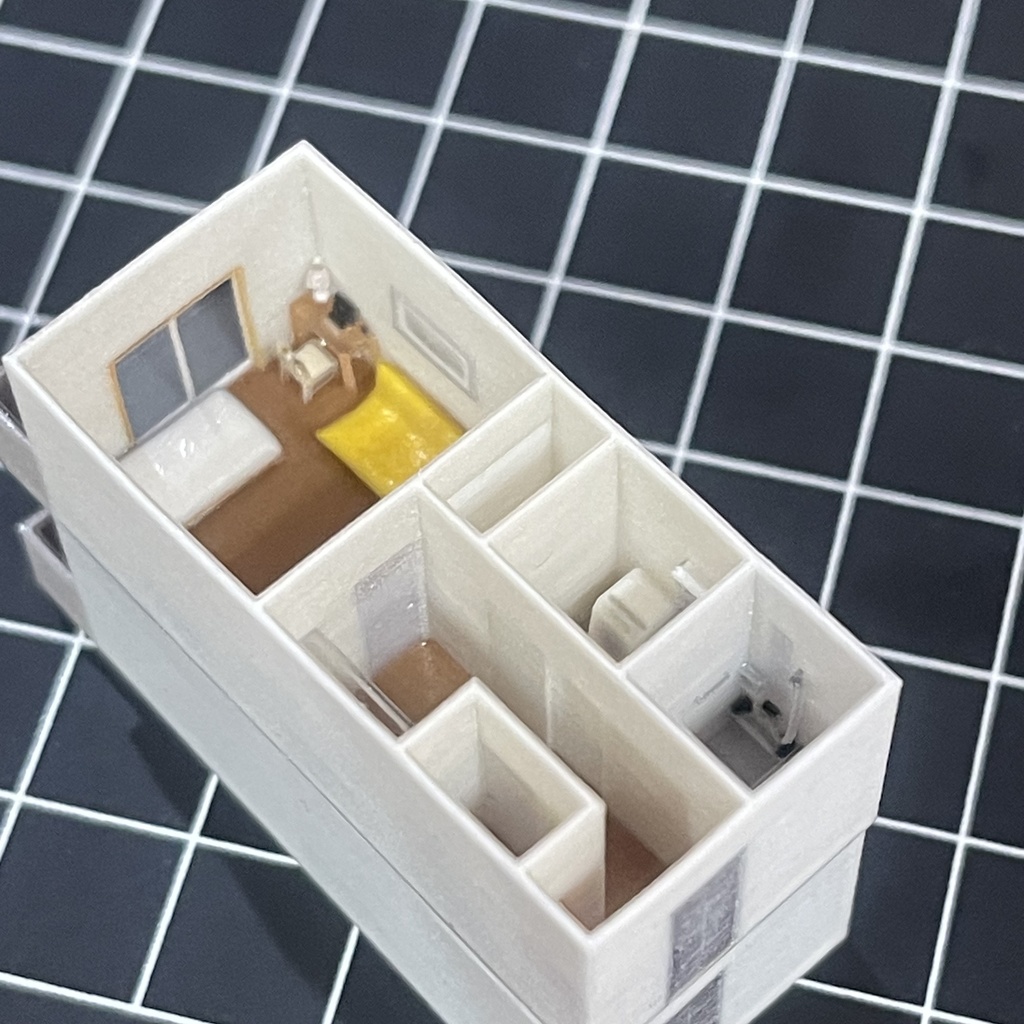 完成品 1/200 ミニチュア マンション二軒 ミニチュアイメージ フルカラー3Dプリンター ドールハウス 住宅模型 ジオラマに