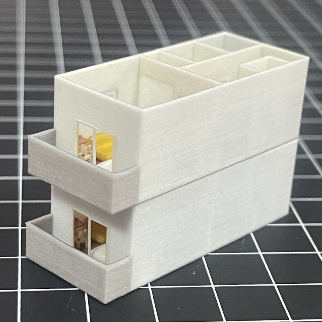 完成品 1/200 ミニチュア マンション二軒 ミニチュアイメージ フルカラー3Dプリンター ドールハウス 住宅模型 ジオラマに